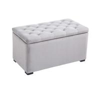 HOMCOM Pouf Contenitore con 2 Sgabelli in Velluto Set da 3 Pezzi Grigio