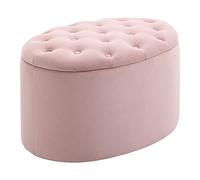 HOMCOM Pouf Contenitore con Coperchio Imbottito e Trapuntato Ovale Rosa