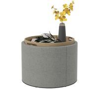 HOMCOM Pouf Contenitore Effetto Lino con Coperchio 56x56x42 cm Grigio
