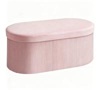 HOMCOM Pouf Contenitore Pieghevole con Rivestimento in Velluto, Rosa | Panca Moderna Imbottita , Poggiapiedi con Contenitore da 72L per Salotto e Camera, 76x38x35 cm