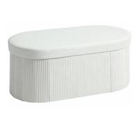 HOMCOM Pouf Contenitore Pieghevole con Rivestimento in Velluto, Crema | Panca Moderna Imbottita , Poggiapiedi con Contenitore da 72L per Salotto e Camera, 76x38x35 cm