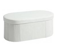 HOMCOM Pouf Contenitore Pieghevole, Panca Moderna Imbottita con Rivestimento in Velluto, Poggiapiedi con Contenitore da 72L per Salotto e Camera, 76x38x35 cm, Crema