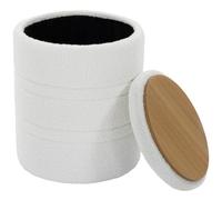 HOMCOM Pouf Contenitore Rotondo 33L in Tessuto Sherpa, Sgabello Contenitore con Coperchio, Capacità 120kg, 36.5x36.5x46.5 cm, Camera da Letto, Soggiorno, Ingresso, Bianco