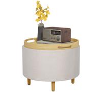 HOMCOM Pouf Imbottito in Teddyfleece con Spazio Nascosto e Coperchio Ribaltabile, 56 cm x 56 cm x 42 cm, Bianco