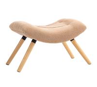 HOMCOM Pouf moderno con rivestimento in pile e gambe in legno, imbottito, per soggiorno, camera da letto, ingresso, Marrone Aosom Italy