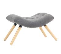 HOMCOM Pouf moderno con rivestimento in pile e gambe in legno, imbottito, per soggiorno, camera da letto, ingresso, Grigio scuro Aosom Italy