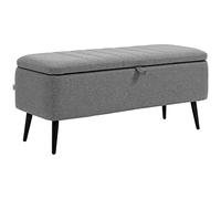 HOMCOM Pouf portaoggetti con coperchio ribaltabile, panca imbottita rettangolare, in tessuto effetto lino, con gambe in acciaio, per soggiorno, camera da letto, grigio