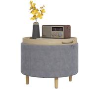 HOMCOM Pouf Portaoggetti Vellutato con Vassoio a Ribalta Grigio