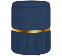 HOMCOM Pouf Sgabello Poggiapiedi Cassapanca 36x36x44cm Blu Scuro