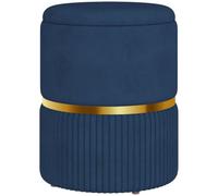 HOMCOM Pouf Sgabello Poggiapiedi Cassapanca 36x36x44cm Blu Scuro | Velluto a coste, design moderno, per soggiorno, camera da letto