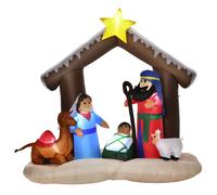 HOMCOM Presepe di Natale Gonfiabile 183cm con 5 Luci LED e Gonfiatore Integrati, Decorazione Natalizia da Esterno