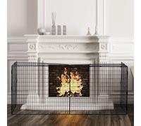 Homcom Protezione Camino Regolabile con Filo Metallico 81,5-160X44X68 cm