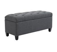 HOMCOM Puff da salotto con vano portaoggetti e poggiapiedi per salotto, camera da letto, ingresso, 100 x 40 x 44 cm, grigio scuro