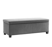 HOMCOM Puff Storage, panca pieghevole, capacità 84 L, 112x42x40 cm, imbottita in velluto a coste, piedino per letto, per soggiorno, camera da letto, ingresso, grigio