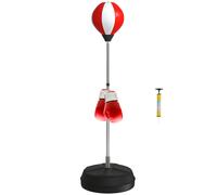 HOMCOM Punching Ball Boxe con Guantoni e Altezza Regolabile 126-144cm Nero