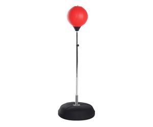 HOMCOM Punching Ball da Terra ad Altezza Regolabile con Guantoni da Boxe e Base Riempibile, 43x43x126-144 cm, Rosso