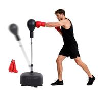 HOMCOM Punching Ball da Terra Altezza Regolabile 4 Livelli 136-154 cm | Sacco da Boxe da Terra con Base Riempibile, Ventose e Guantoni, Speed Bag per Home Gym Casa e Palestra