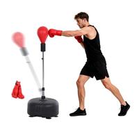 HOMCOM Punching Ball da Terra Altezza Regolabile 4 Livelli 136-154 cm | Sacco da Boxe da Terra con Base Riempibile, Ventose e Guantoni, Speed Bag per Home Gym Casa e Palestra