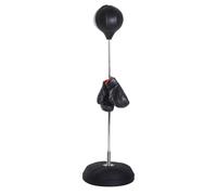 HOMCOM Punching Ball da Terra per Adulti Base Riempibile 126-144 cm Nero | Sacco da Boxe da Terra, Pompa ad Aria e Guantoni, Speed Bag, Home Gym Casa e Palestra