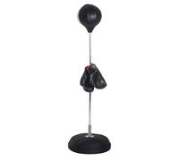 HOMCOM Punching Ball da Terra per Adulti, Sacco da Boxe da Terra con Base Riempibile, Pompa ad Aria e Guantoni, Altezza Regolabile da 126-144 cm, Speed Bag per Home Gym Casa e Palestra, Nero