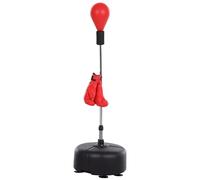 HOMCOM Punching Ball da Terra, Sacco da Boxe da Terra con Base Riempibile, Ventose e Guantoni, Altezza Regolabile 4 Livelli da 136-154 cm, Speed Bag per Home Gym Casa e Palestra, Rosso