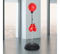 HOMCOM Punching Ball foot Punching Ball con altezza regolabile in 4 livelli 126-144 cm Base ricaricabile e guantoni da boxe