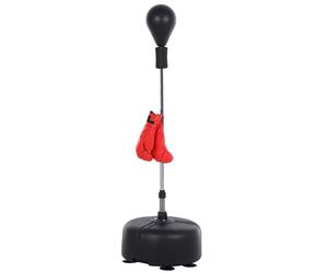 HOMCOM Punching Ball per Adulti e Bambini(Ф48cmx136-154cm), Sacco Boxe da Terra con 4 Ventose, Guantoni Inclusi, Rosso e Nero Aosom