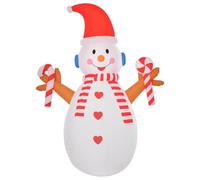 HOMCOM Pupazzo di Neve Gonfiabile 240cm, Decorazione Natalizia per Esterno con Luci a LED in Poliestere Impermeabile IP44
