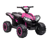 HOMCOM Quad Elettrico per Bambini 12V, 2 Velocità, Ruote Larghe con Sospensioni e Fari LED, Età 3-5 Anni, Rosa