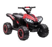 HOMCOM Quad Elettrico per Bambini 12V ATV, Doppio Motore e 2 Velocità, Ruote Larghe con Fari LED, Clacson e Musica, Età 3-5 Anni, Rosso
