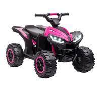 HOMCOM Quad Elettrico per Bambini 12V ATV, Macchina Elettrica con Doppio Motore e 2 Velocità, Ruote Larghe con Fari LED, Clacson e Musica, Età 3-5 Anni, Rosa