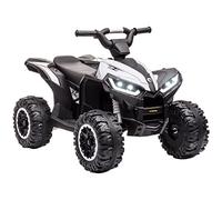 HOMCOM Quad Elettrico per Bambini 12V ATV, Macchina Elettrica con Doppio Motore e 2 Velocità, Ruote Larghe con Fari LED, Clacson e Musica, Età 3-5 Anni, Bianco