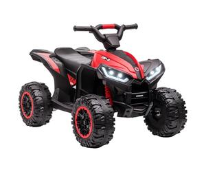 HOMCOM Quad Elettrico per Bambini 12V ATV, Macchina Elettrica con Doppio Motore e 2 Velocità, Ruote Larghe con Fari LED, Clacson e Musica, Età 3-5 Anni, Rosso