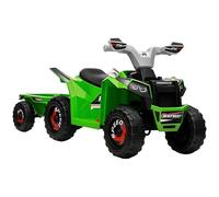 HOMCOM Quad elettrico per bambini 6V, veicolo per bambini, auto elettrica con rimorchio per bambini 1,5-3 anni, 2,5 km/h, metallo, 106 x 41,5 x 48,5 cm, verde