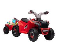 HOMCOM Quad Elettrico per Bambini con Rimorchio 6V per 18-36 Mesi Rosso