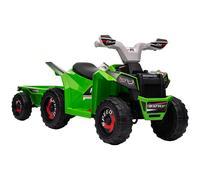 HOMCOM Quad Elettrico per Bambini con Rimorchio, Pedale, Marce Avanti e Indietro, 2.5 km/h, per 18-36 Mesi, Verde Aosom Italy