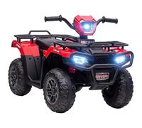 HOMCOM Quad elettrico per bambini, quad elettrico con LED e musica, auto elettrica, veicolo per bambini da 3 anni, moto per bambini, nero+rosso, 88 x 45 x 50 cm