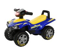 HOMCOM Quad Giocattolo Licenza GOODYEAR Bambini 18-36 Mesi, Blu e Giallo | Luci e Suoni Realistici, 60x31x42cm