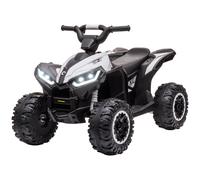 HOMCOM Quad Elettrico per Bambini 12V ATV, Macchina Elettrica con Doppio Motore e 2 Velocità, Ruote Larghe con Fari LED, Clacson e Musica, Età 3-5 Anni, Bianco