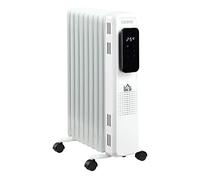 HOMCOM Radiatore ad Olio a 9 Elementi, Termoconvettore Silenzioso con Temperatura Regolabile, 3 Livelli di Riscaldamento, Protezione da Surriscaldamento, Antiribaltamento e Timer, 42.5x24x63cm, Bianco