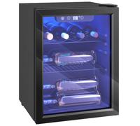 HOMCOM Raffreddatore Vino 16 Bottiglie 48L Piccolo Nero | Frigorifero bevande, refrigeratore bottiglie, 4-16°C, doppia porta in vetro, illuminazione LED, display LED, frigo vino.