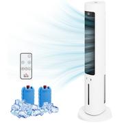 HOMCOM Raffrescatore d'Aria a Torre Portatile 3-in-1 con Serbatoio da 3 Litri, Oscillazione 48°, 3 Velocità, 3 Modalità, 2 Blocchi refrigeranti, Telecomando, per Casa e Ufficio, Bianco