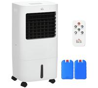 HOMCOM Raffrescatore Evaporativo 3 in 1, Ventilatore con Ghiaccio e Deumidificatore, 3 Velocità, 9 Modalità e Telecomando, Raffrescatore da 65W in ABS, 32x37x74 cm, Bianco