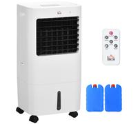 HOMCOM Raffrescatore Evaporativo 3 in 1, Ventilatore con Ghiaccio e Umidificatore, 3 Velocità, 9 Modalità, Telecomando, Ruote e Timer, 65W, Bianco Aosom Italy