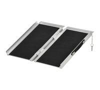 HOMCOM Rampa per Sedia a Rotelle Pieghevole con Guide Laterali e Design Doppio, Rampa per Disabili in Lega di Alluminio, 61x72 cm, Argento e Nero