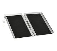 HOMCOM Rampa per Sedia a Rotelle Pieghevole con Guide Laterali e Design Doppio, Rampa per Disabili in Lega di Alluminio, 61x72 cm, Argento e Nero
