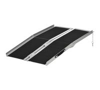 HOMCOM Rampa per Sedia a Rotelle Portatile, 122x73.5 cm Rampa per Disabili Pieghevole Antiscivolo in Alluminio, Capacità 270 kg, per Gradini, Scale, Porte e Auto, Nero