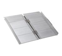 HOMCOM Rampa per Sedia a Rotelle Pieghevole in Alluminio con Bordi Esterni, 61x74x5 cm, Argento
