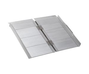 HOMCOM Rampa per Sedia a Rotelle Pieghevole in Alluminio con Bordi Esterni, 61x74x5 cm, Argento