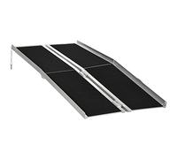 HOMCOM Rampa Pieghevole per Sedia a Rotelle in Alluminio con Rivestimento Antiscivolo, Rampa per Disabili con Bordi di Sicurezza e Richiudibile a Valigia, 183 x 73.5 cm, Nero